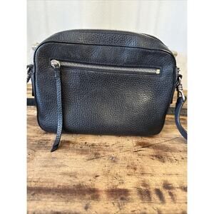 All Saints Black Leather Captain’s Handbag. Crossbody. 9 1/2” W 7” Tall‎